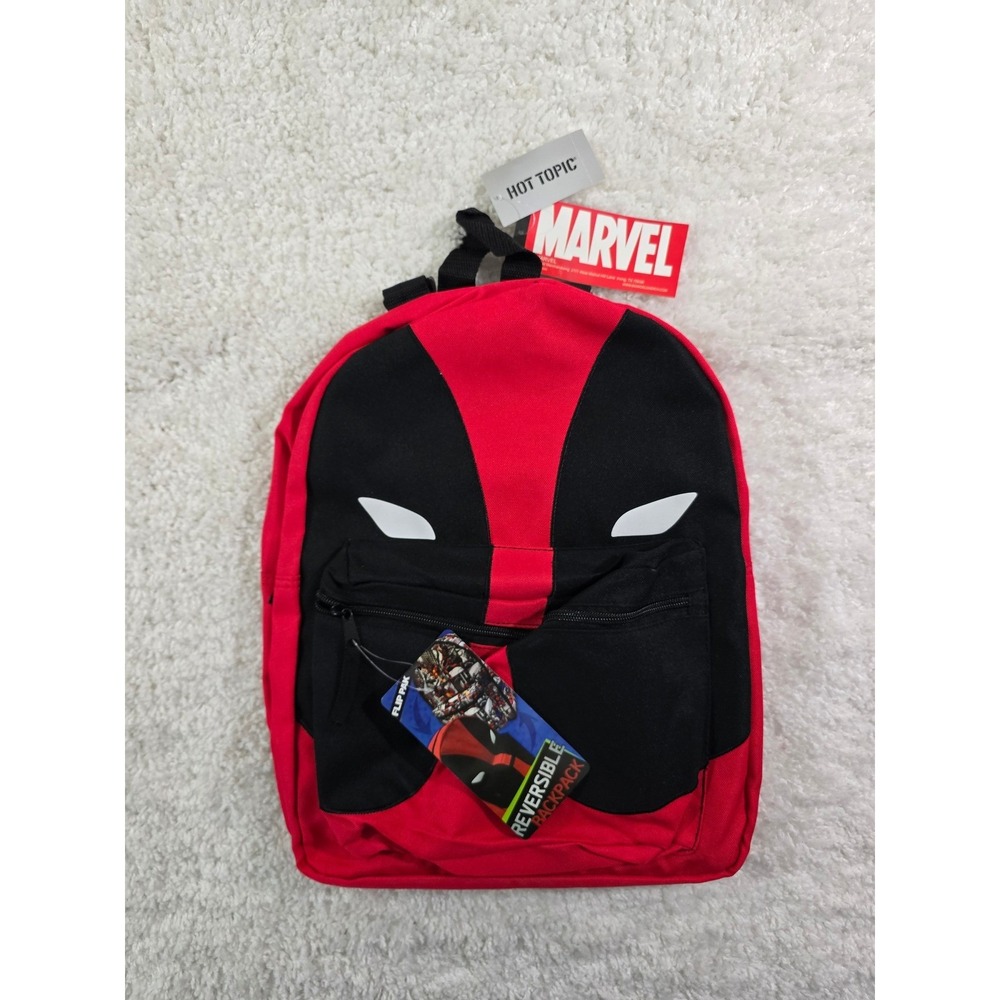 Marvel Deadpool Reversible Backpack Flip Pak Hot Topic Comic Print Red Black